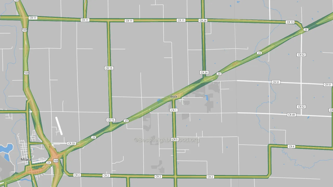 Bock, MN Map of Noise Levels in Bock
