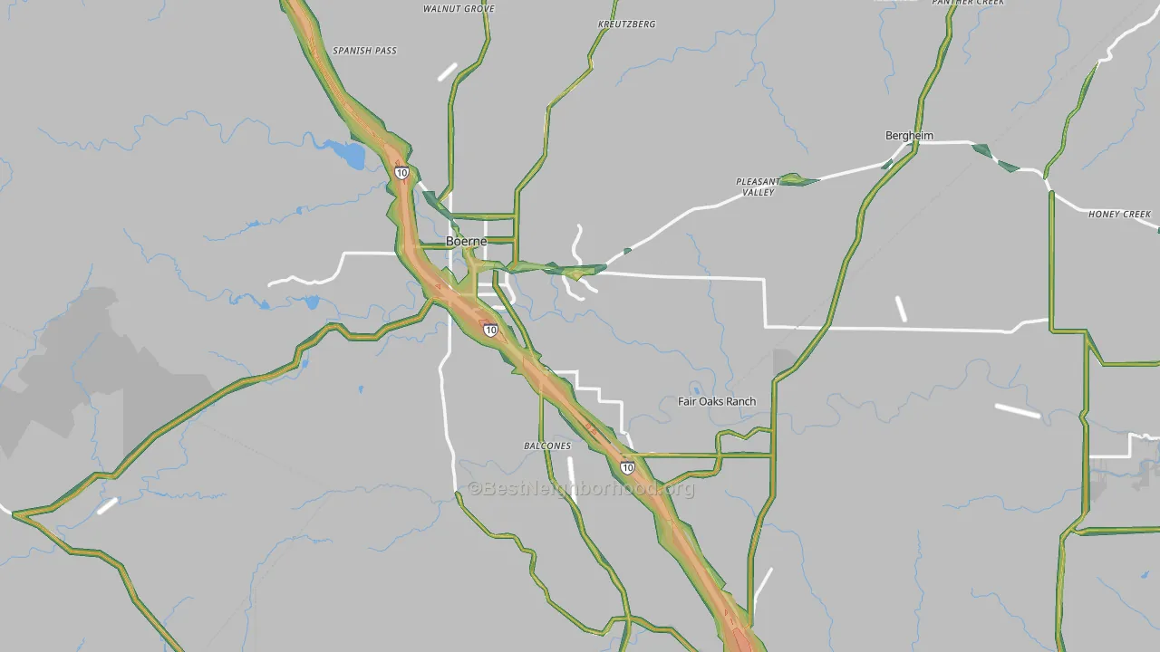 Boerne, TX Map of Noise Levels in Boerne