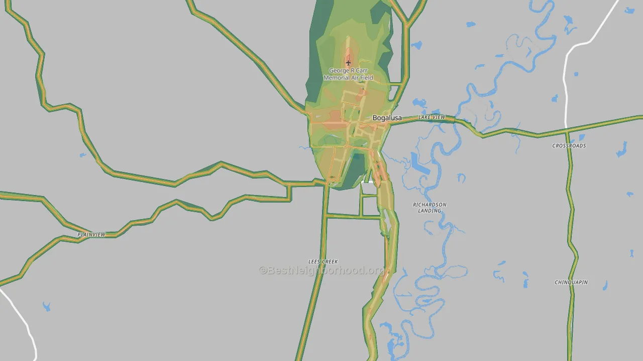 Bogalusa, LA Map of Noise Levels in Bogalusa
