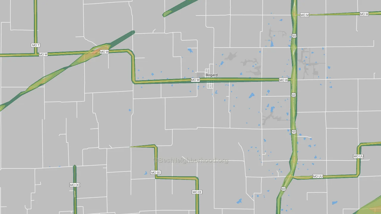Bogard, MO Map of Noise Levels in Bogard
