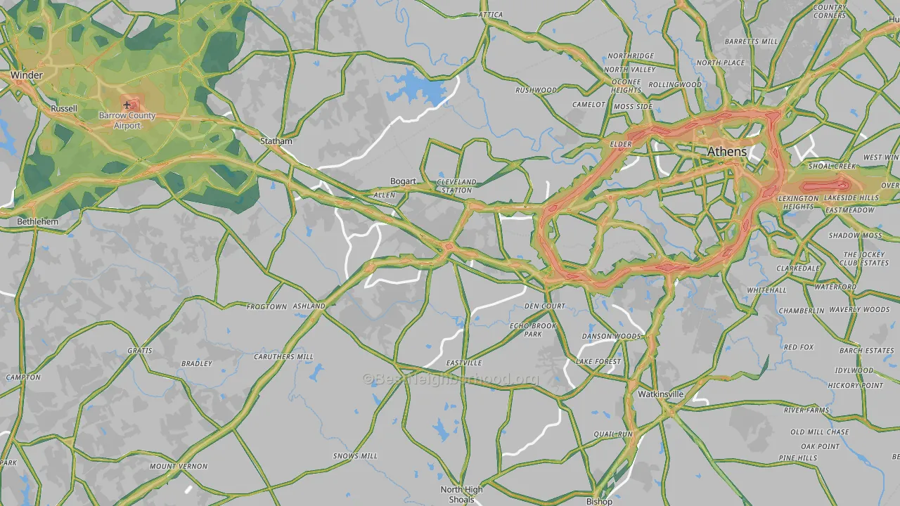 Bogart, GA Map of Noise Levels in Bogart