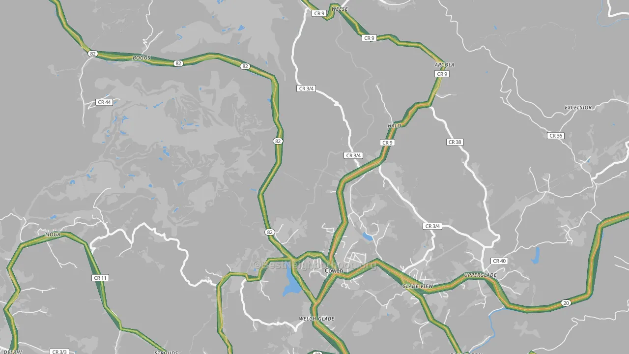 Boggs, WV Map of Noise Levels in Boggs