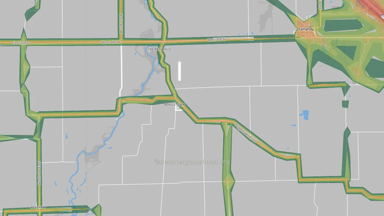 Boggstown, IN Map of Noise Levels in Boggstown