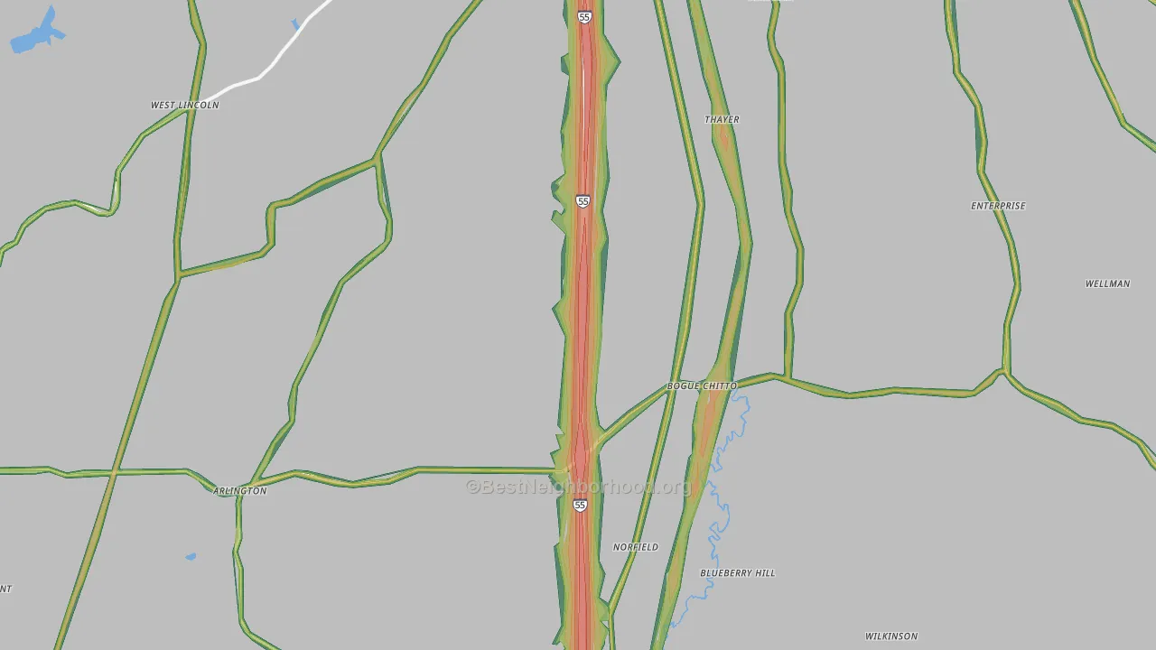 Bogue Chitto, MS Map of Noise Levels in Bogue Chitto