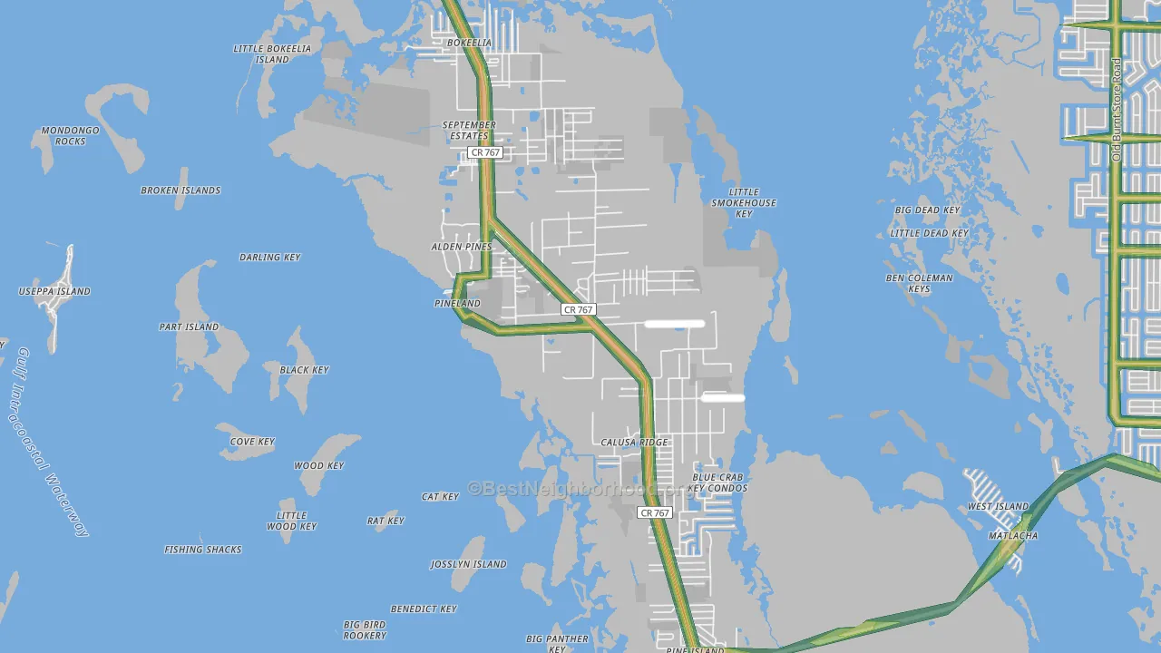 Bokeelia, FL Map of Noise Levels in Bokeelia