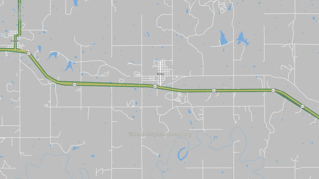 Boley, OK Map of Noise Levels in Boley