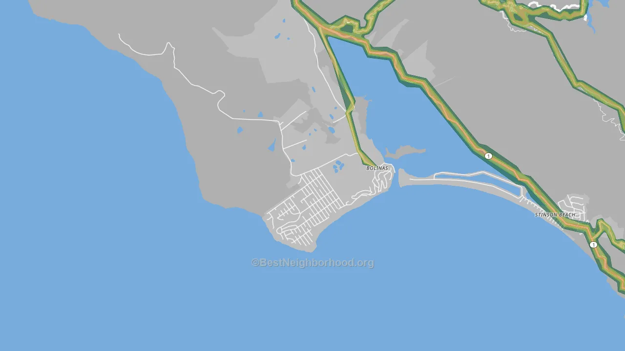 Bolinas, CA Map of Noise Levels in Bolinas