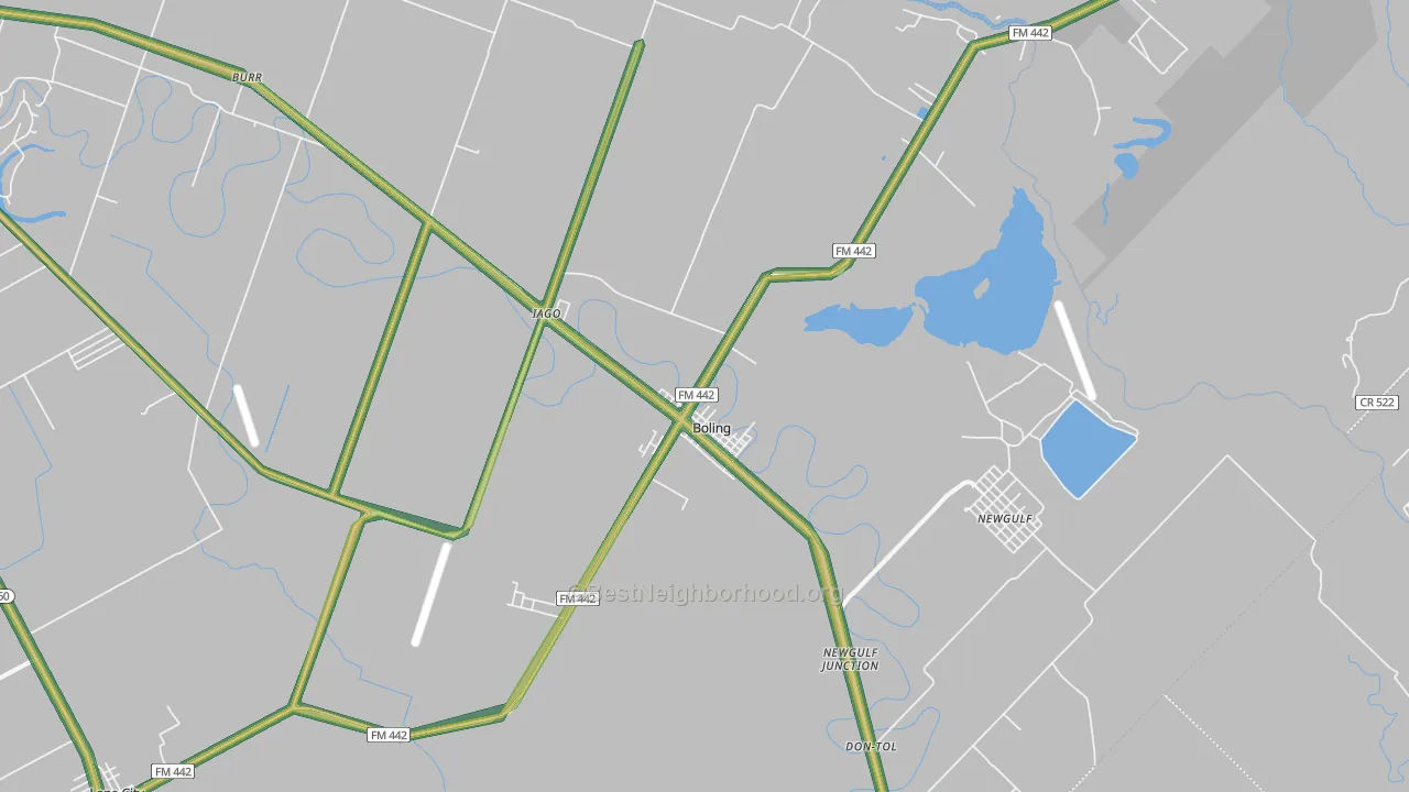 Boling, TX Map of Noise Levels in Boling