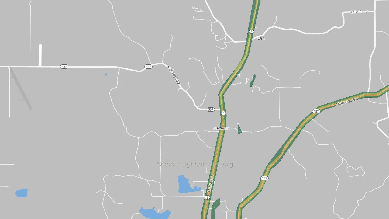 Bolinger, LA Map of Noise Levels in Bolinger