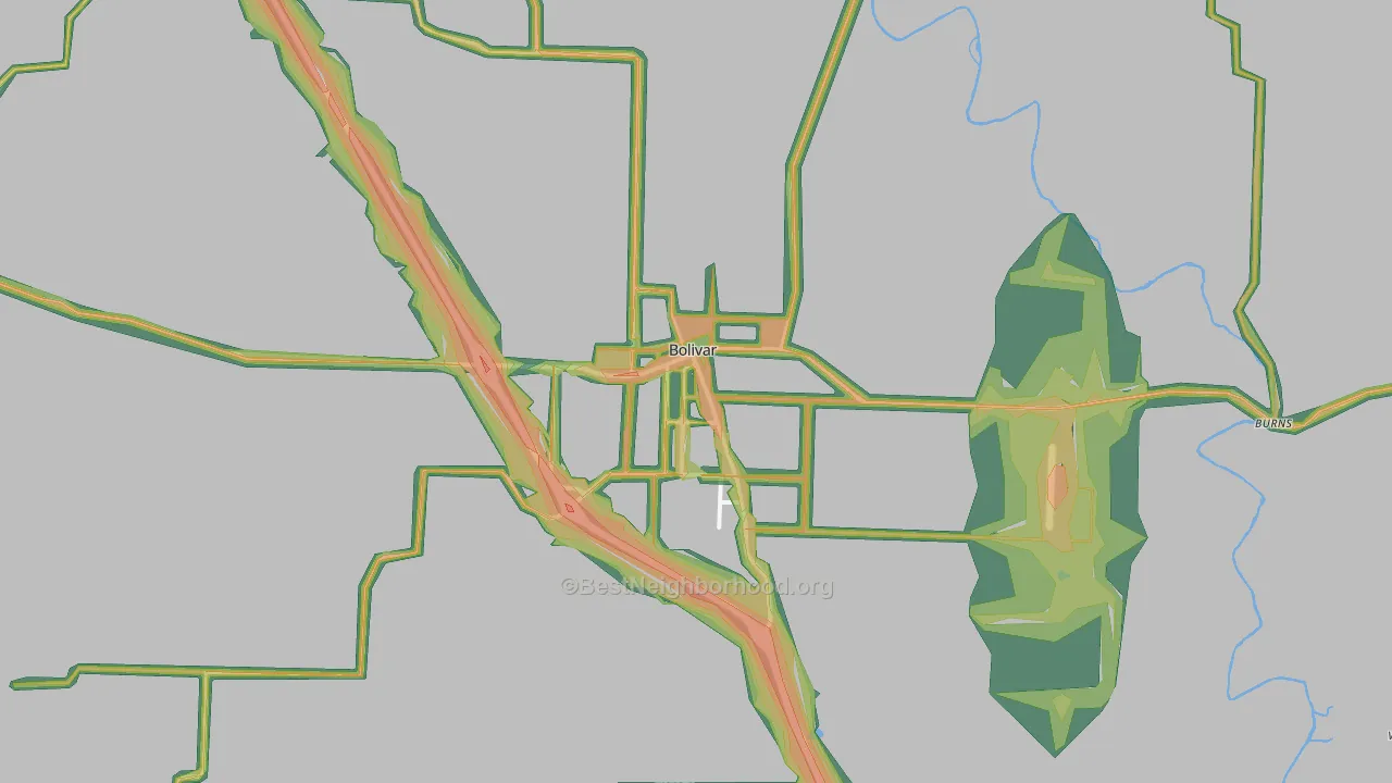 Bolivar, MO Map of Noise Levels in Bolivar