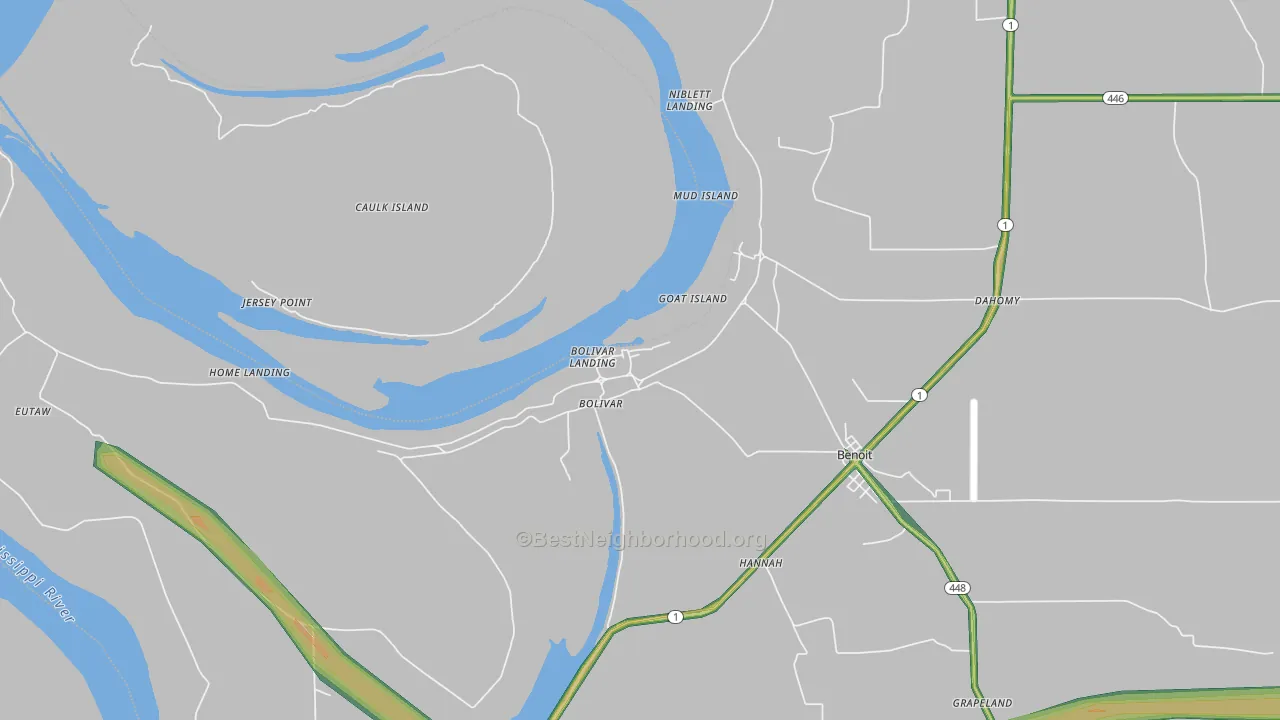 Bolivar, MS Map of Noise Levels in Bolivar