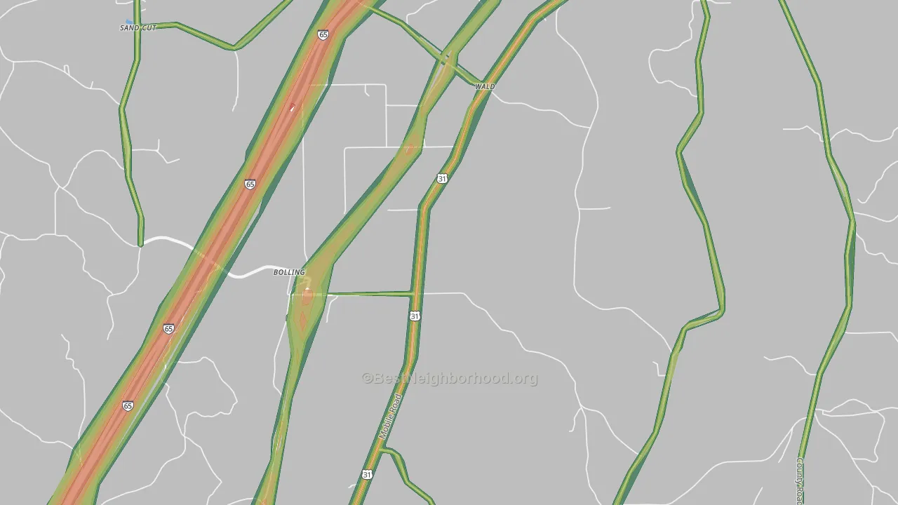Bolling, AL Map of Noise Levels in Bolling