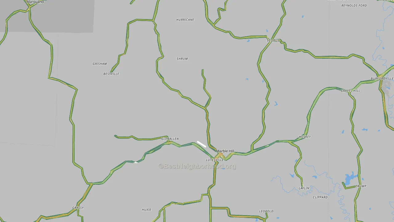 Bollinger County, MO Map of Noise Levels in Bollinger County