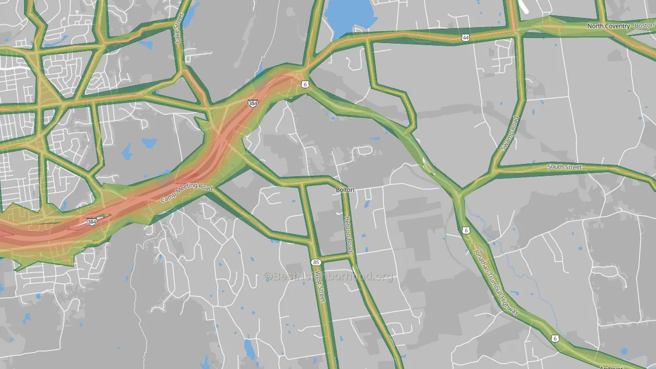 Bolton, CT Map of Noise Levels in Bolton