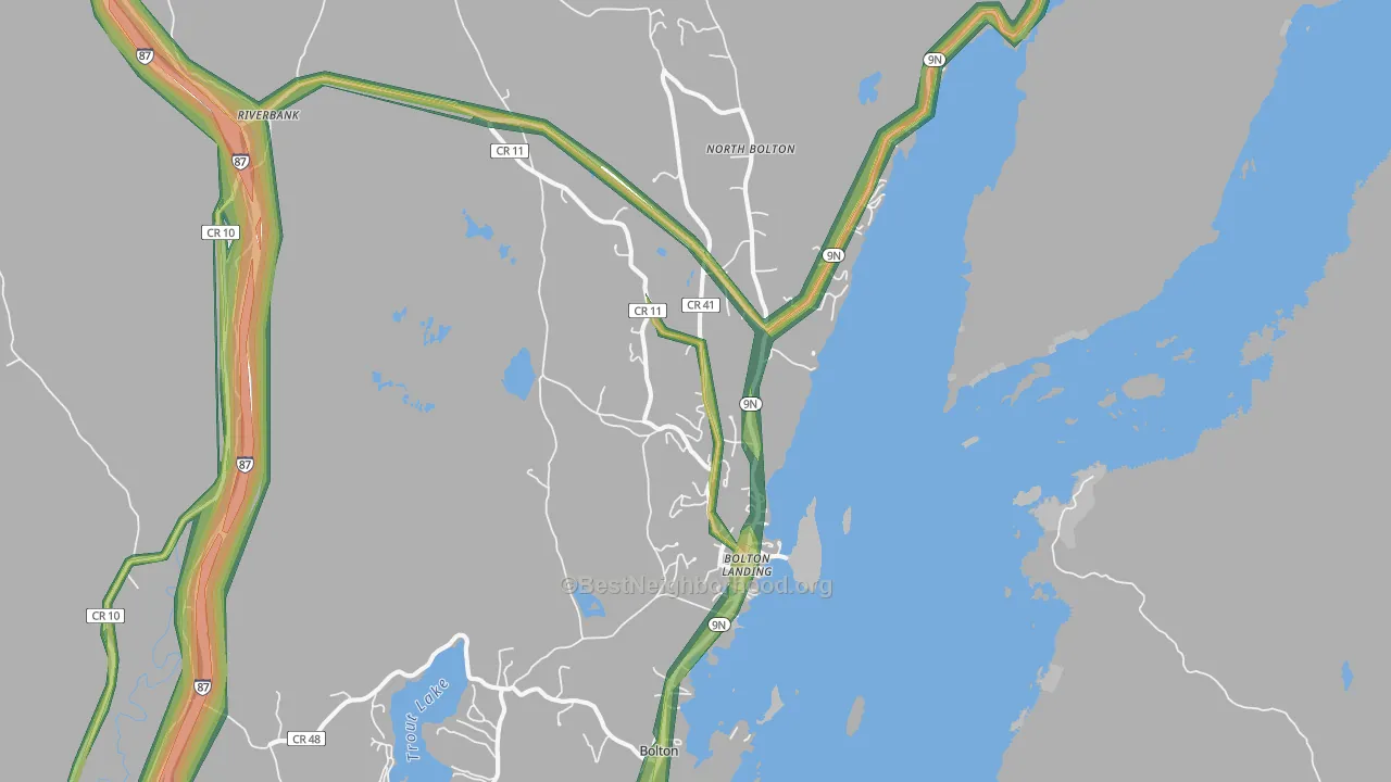 Bolton Landing, NY Map of Noise Levels in Bolton Landing