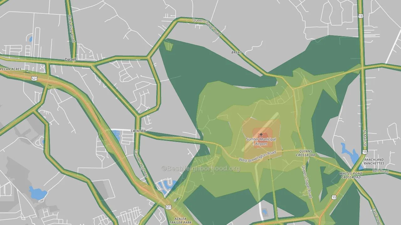 Bon Air Terrace, SC Map of Noise Levels in Bon Air Terrace