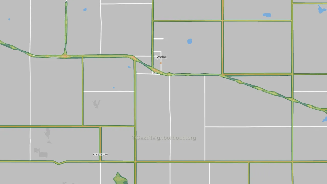 Bon Homme County, SD Map of Noise Levels in Bon Homme County