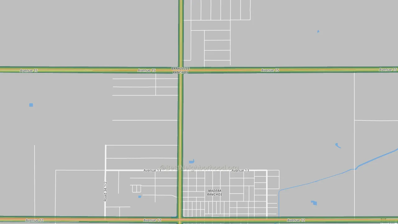 Bonadelle Ranchos-Madera Ranchos, CA Map of Noise Levels in Bonadelle Ranchos-Madera Ranchos