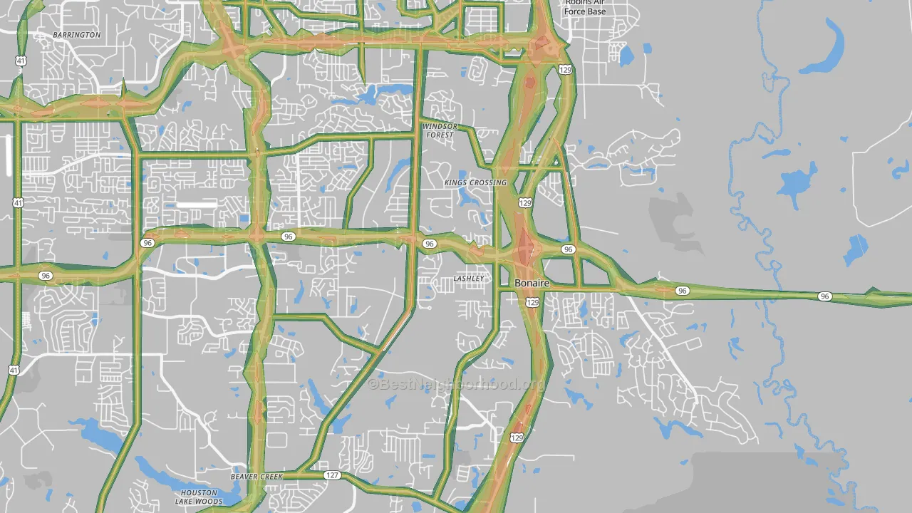 Bonaire, GA Map of Noise Levels in Bonaire