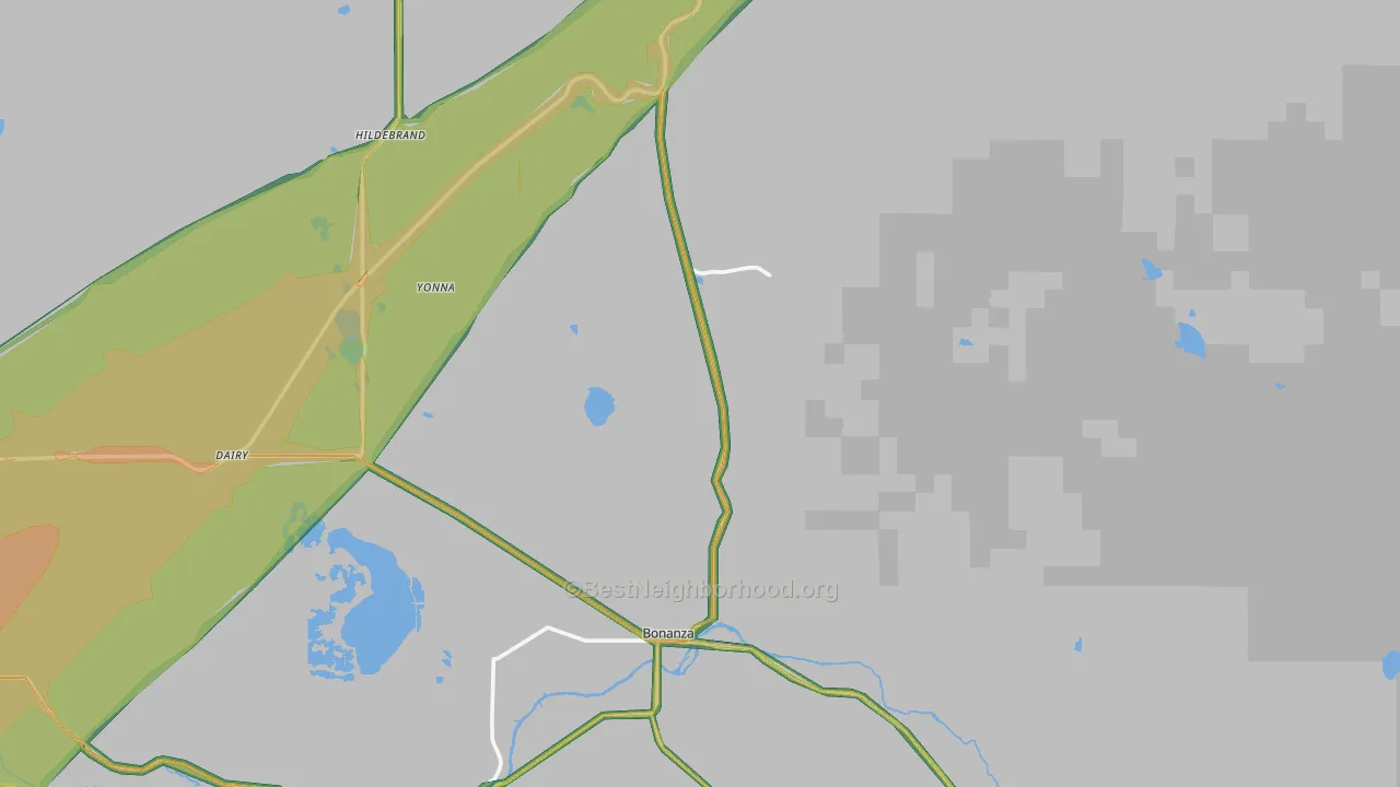 Bonanza, OR Map of Noise Levels in Bonanza