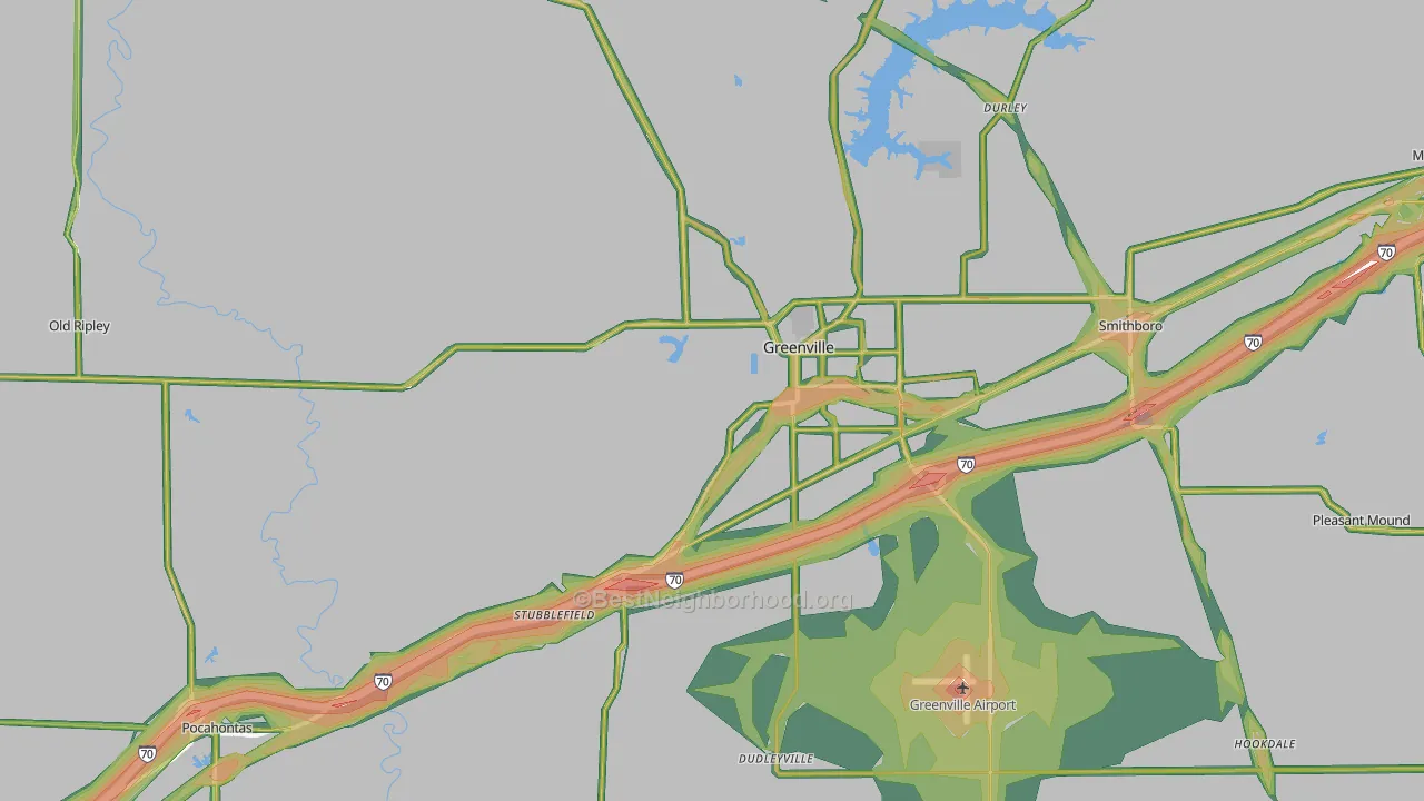 Bond County, IL Map of Noise Levels in Bond County