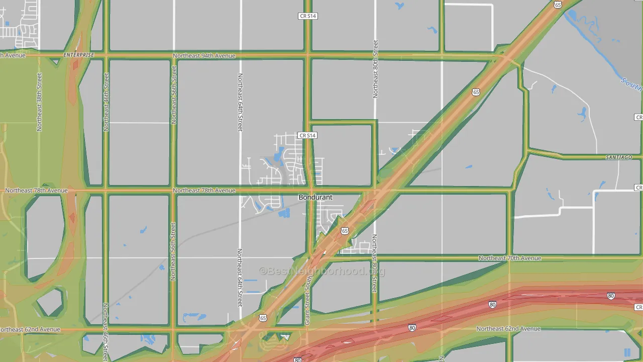 Bondurant, IA Map of Noise Levels in Bondurant