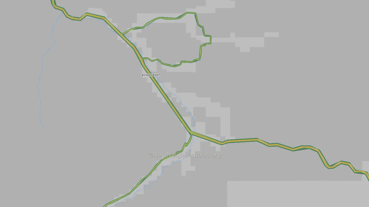 Bondurant, WY Map of Noise Levels in Bondurant