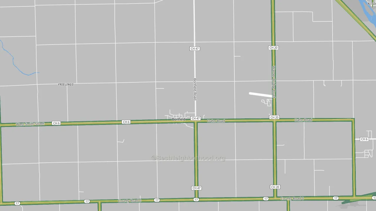Bonfield, IL Map of Noise Levels in Bonfield