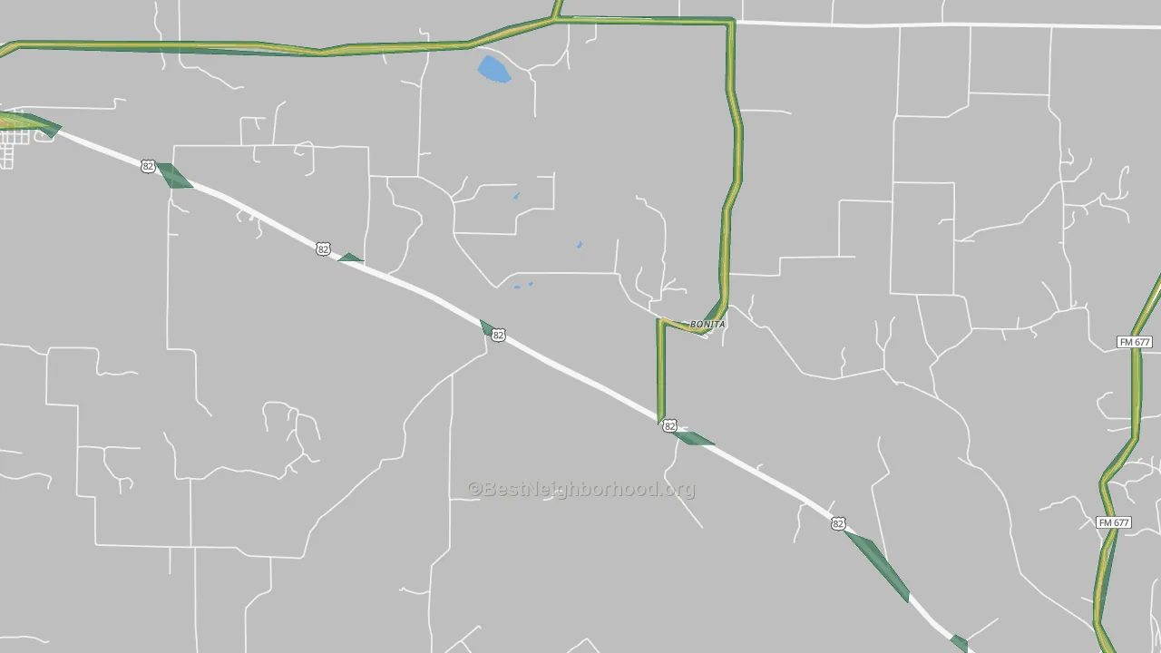 Bonita, TX Map of Noise Levels in Bonita