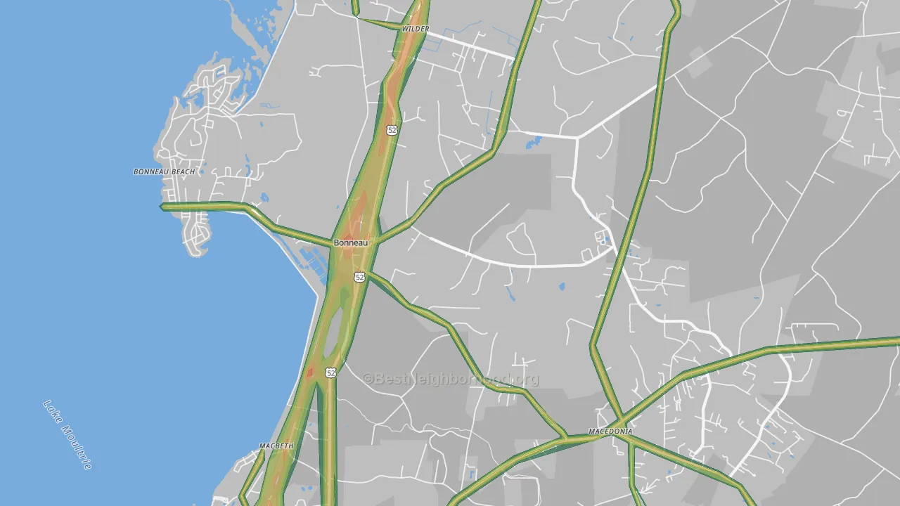 Bonneau, SC Map of Noise Levels in Bonneau