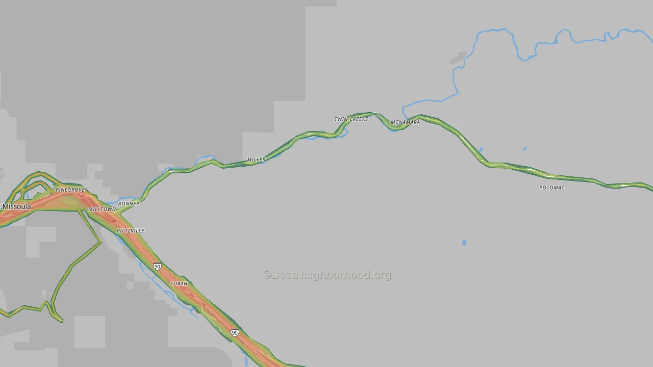 Bonner, MT Map of Noise Levels in Bonner