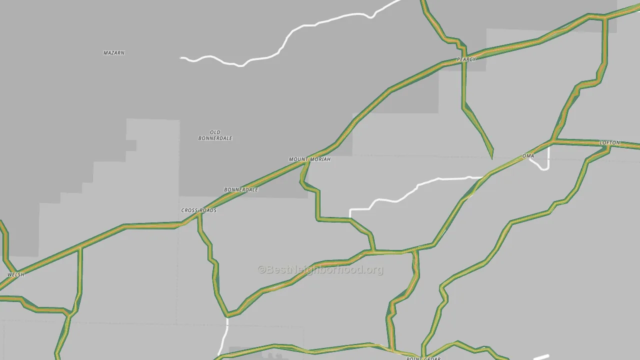 Bonnerdale, AR Map of Noise Levels in Bonnerdale