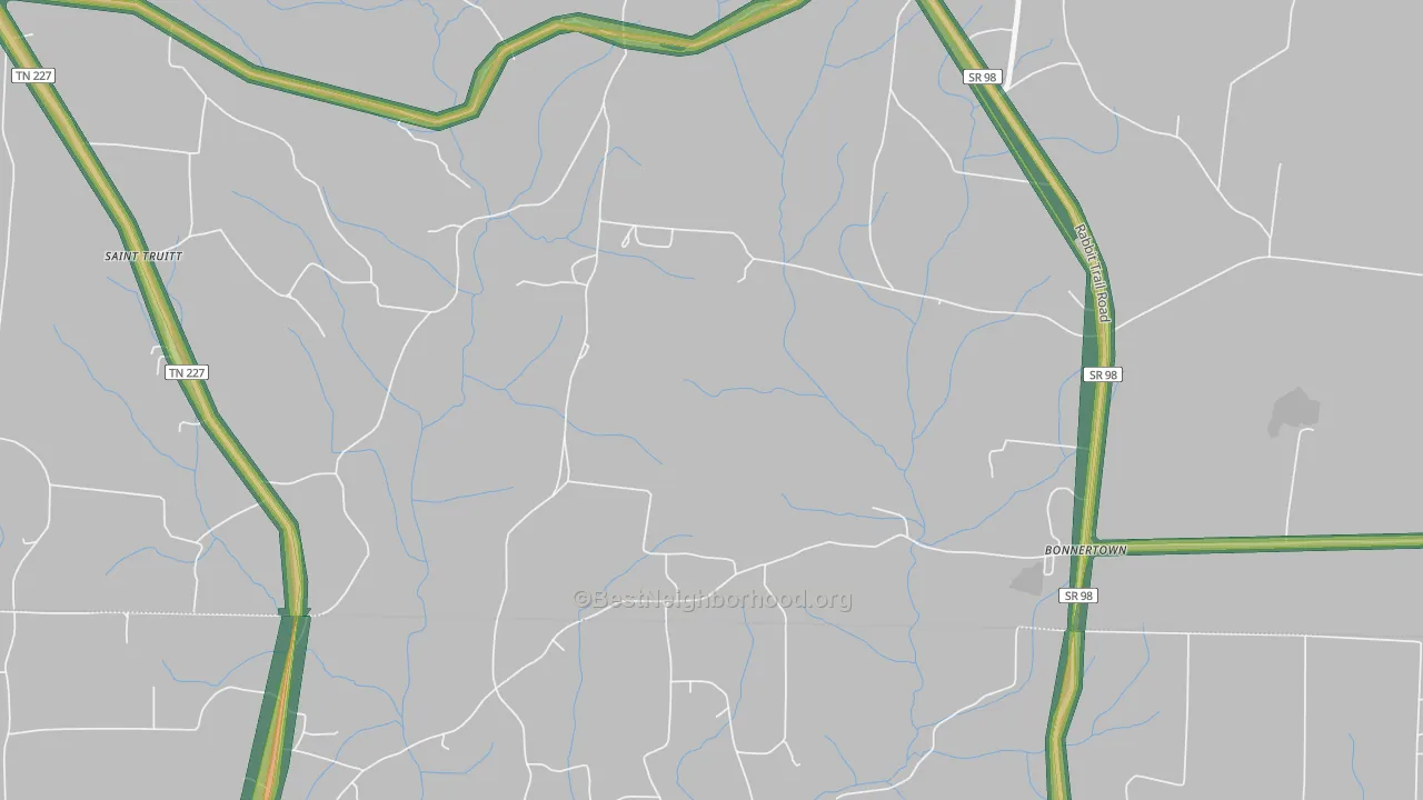 Bonnertown, TN Map of Noise Levels in Bonnertown