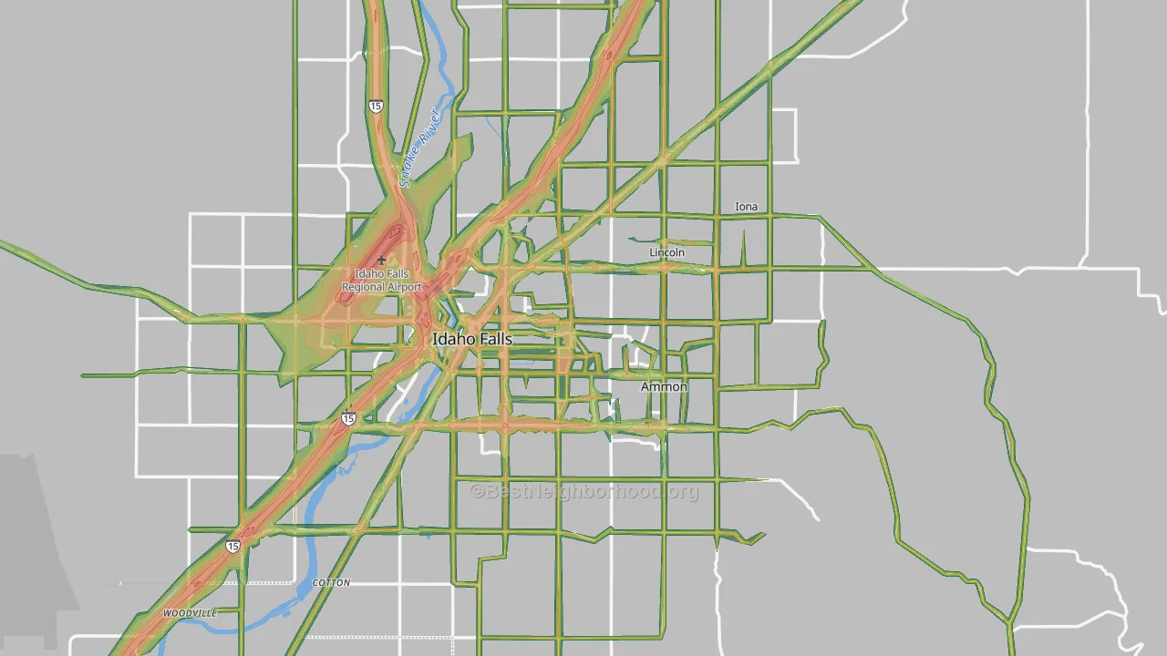 Bonneville County, ID Map of Noise Levels in Bonneville County