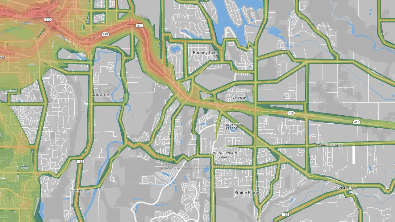 Bonney Lake, WA Map of Noise Levels in Bonney Lake