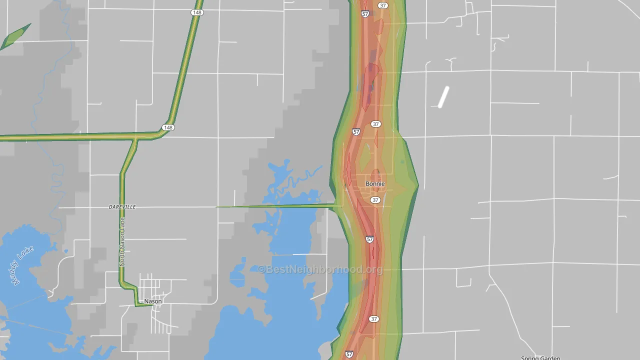 Bonnie, IL Map of Noise Levels in Bonnie
