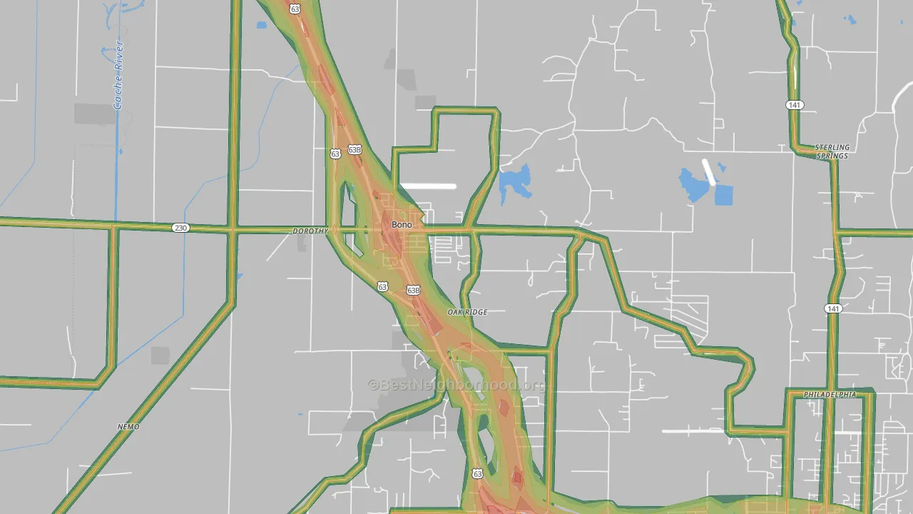Bono, AR Map of Noise Levels in Bono