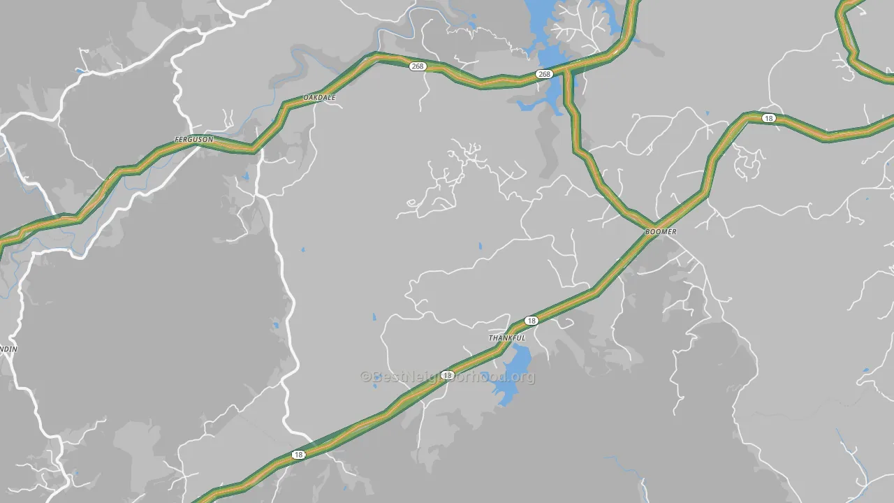 Boomer, NC Map of Noise Levels in Boomer