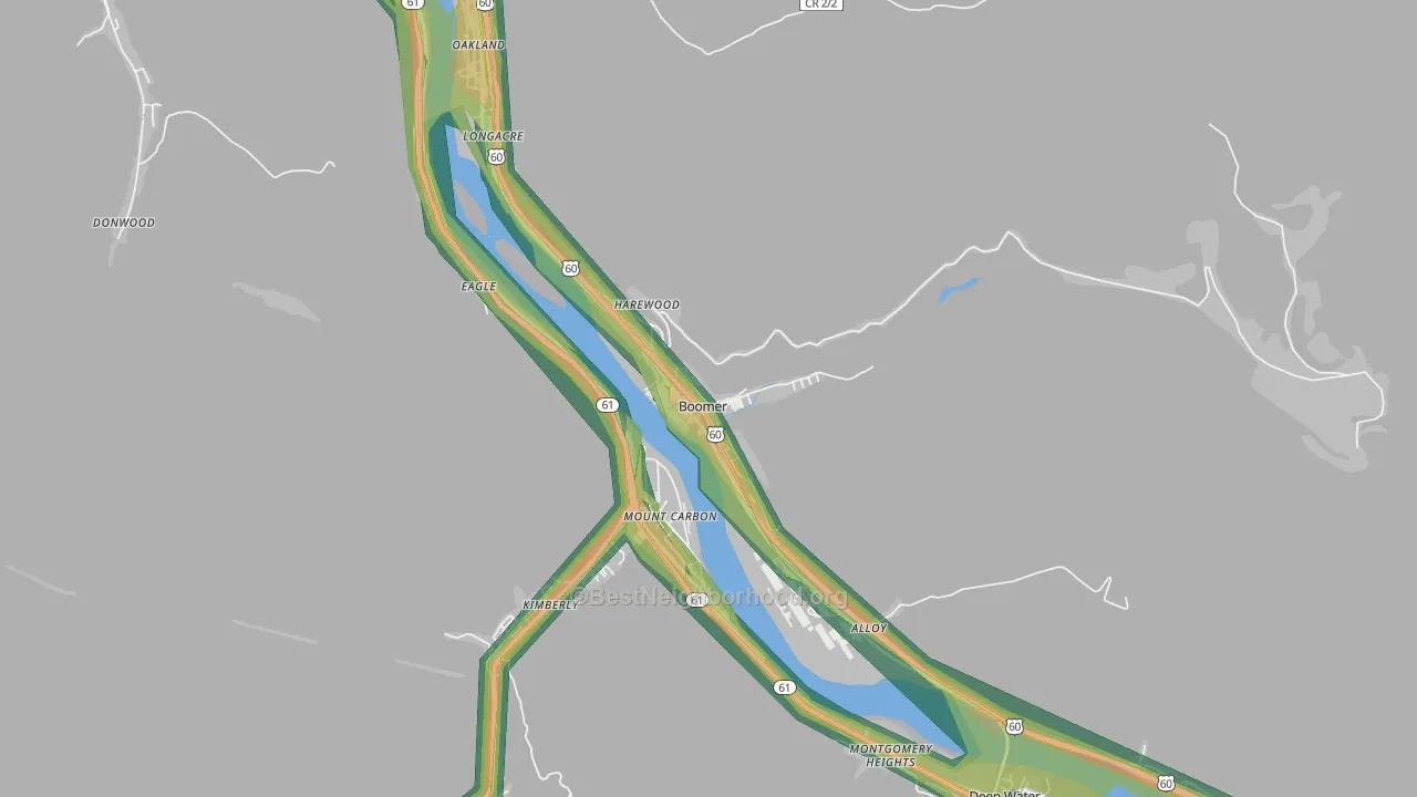 Boomer, WV Map of Noise Levels in Boomer