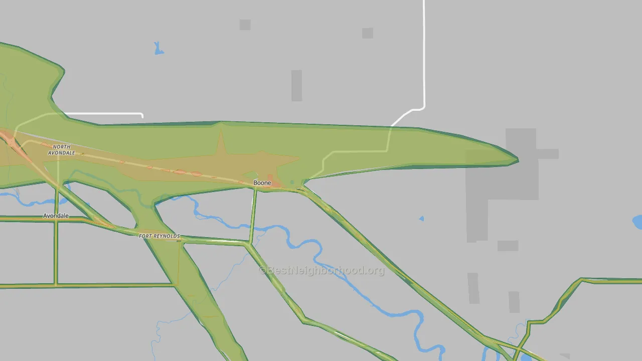 Boone, CO Map of Noise Levels in Boone