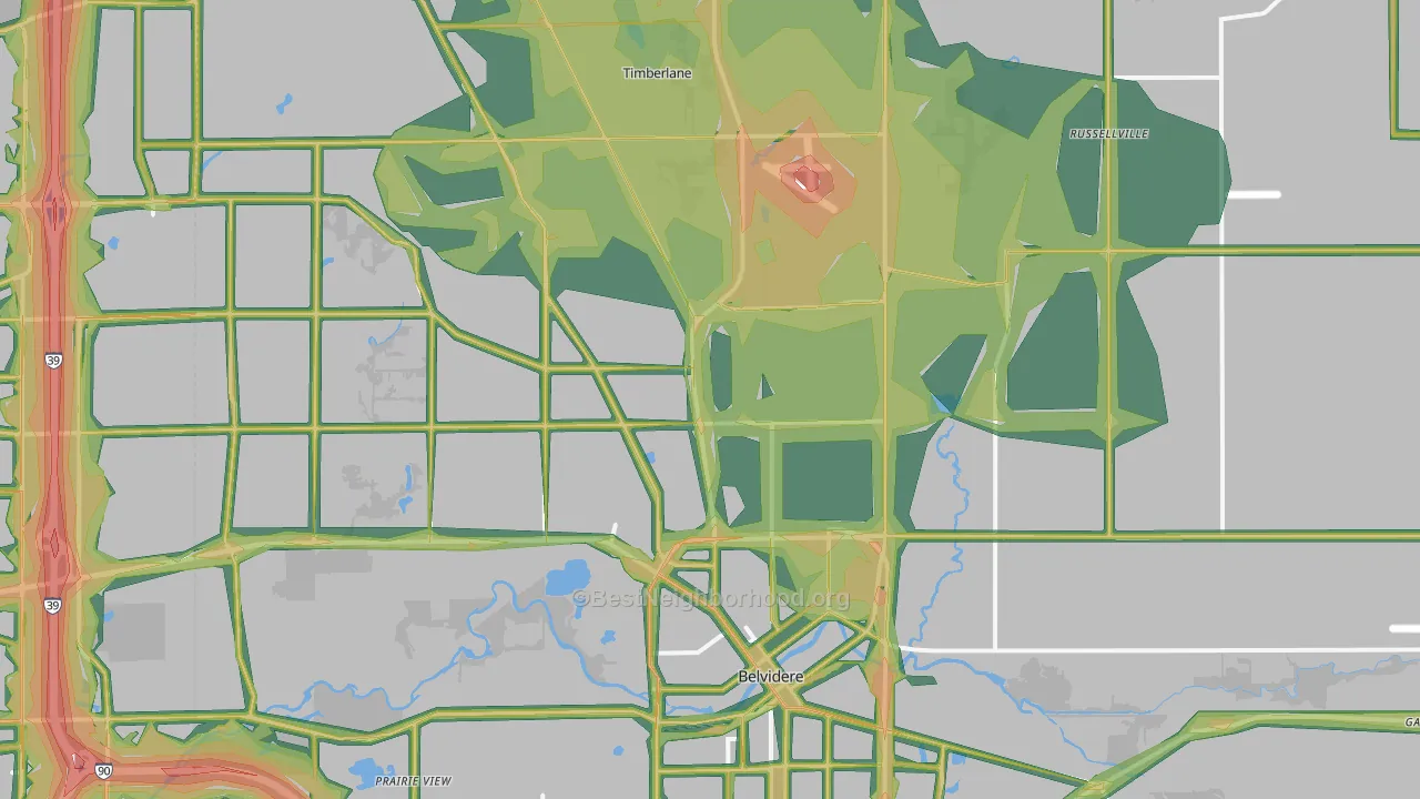 Boone County, IL Map of Noise Levels in Boone County