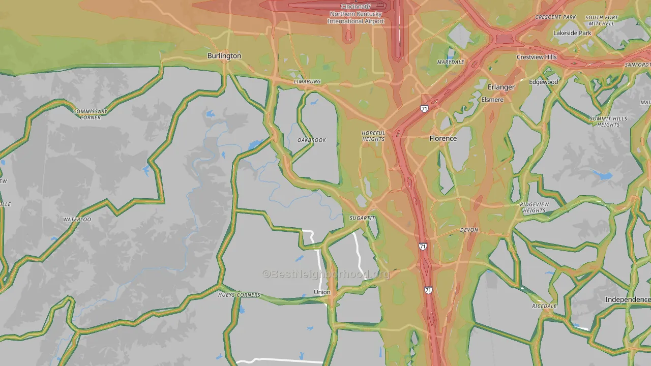 Boone County, KY Map of Noise Levels in Boone County