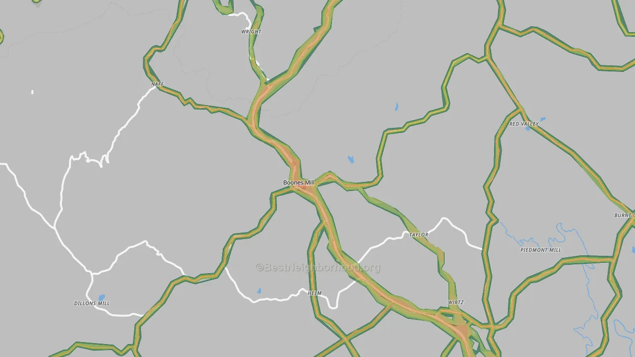 Boones Mill, VA Map of Noise Levels in Boones Mill