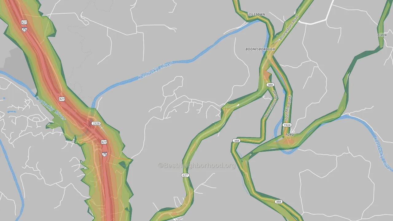 Boonesboro, KY Map of Noise Levels in Boonesboro