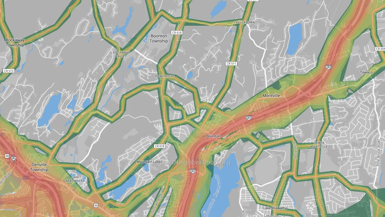 Boonton, NJ Map of Noise Levels in Boonton