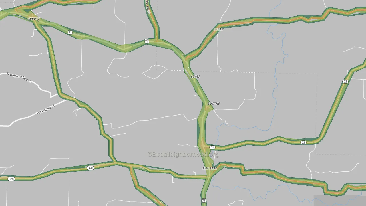 Boothe, AR Map of Noise Levels in Boothe
