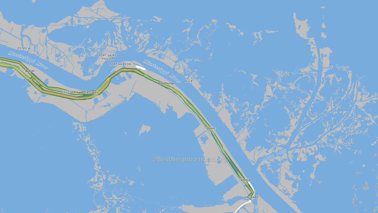Boothville, LA Map of Noise Levels in Boothville