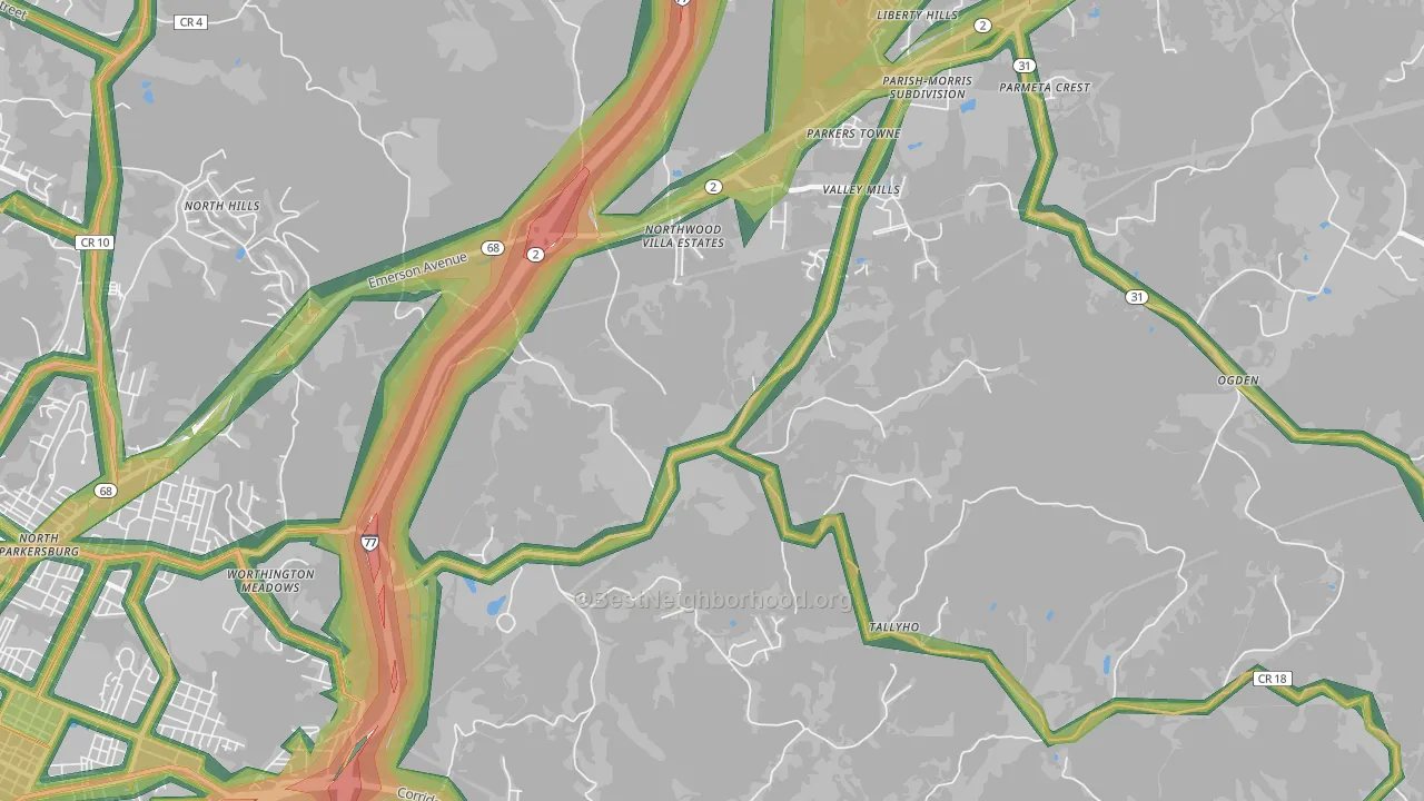 Boreman, WV Map of Noise Levels in Boreman