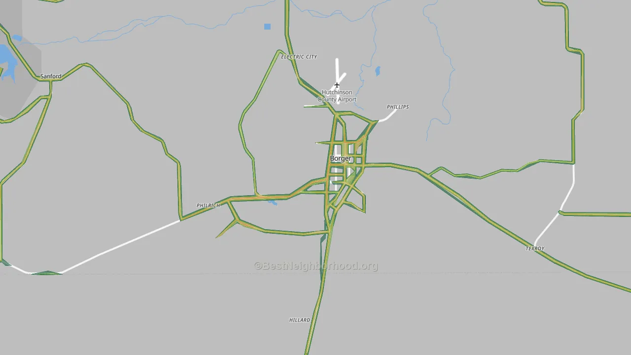 Borger, TX Map of Noise Levels in Borger