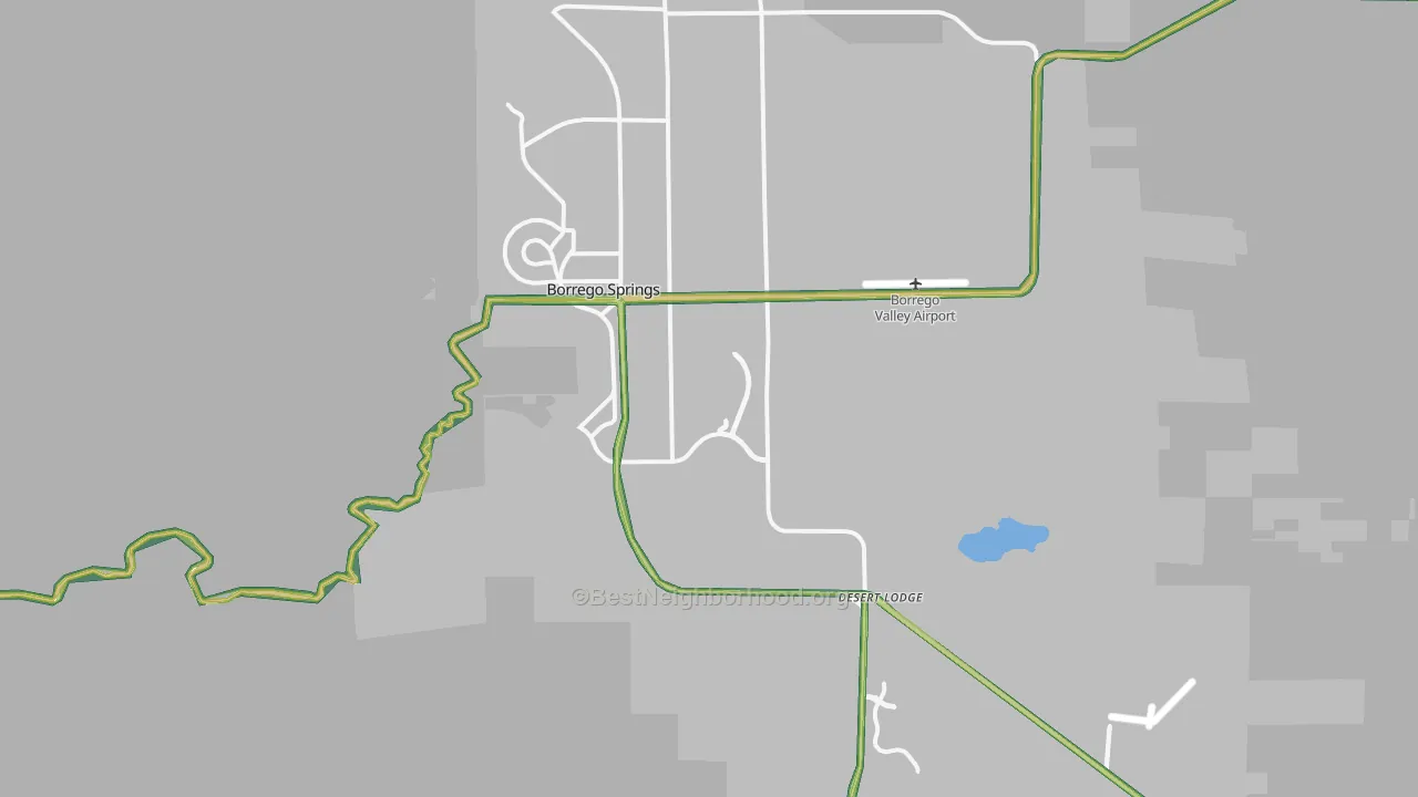 Borrego Springs, CA Map of Noise Levels in Borrego Springs
